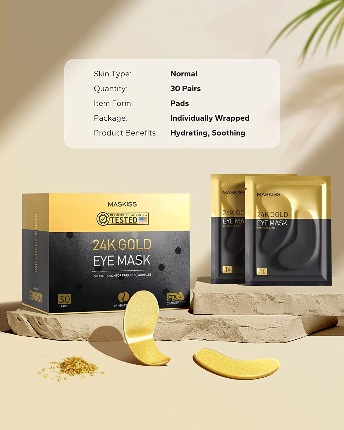 Maskiss 25-Pairs 24K Gold Under Eye Patches, Eye Mask, Eye Patches for Puffy Eyes, Eye Masks for Dark Circles and Puffiness, Collagen Skin Care Products - Image 7